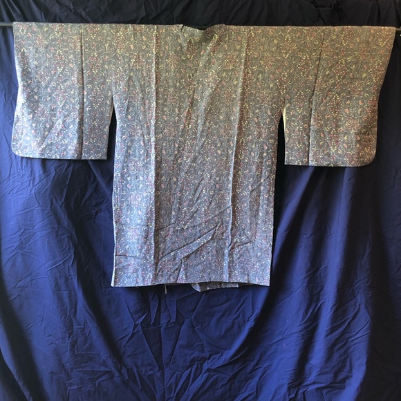 Light weight blue/grey silk michiyuki coat - Picture 3 of 6